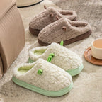 Warm unisex plush slippers with flexible non-slip soles