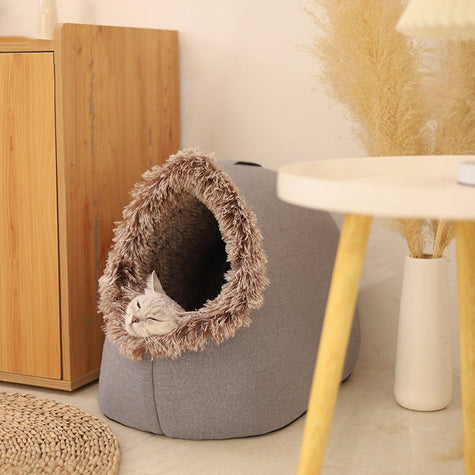 CozyNest™ - Cosy Winter Pet Cave Bed for Small Dogs and Cats