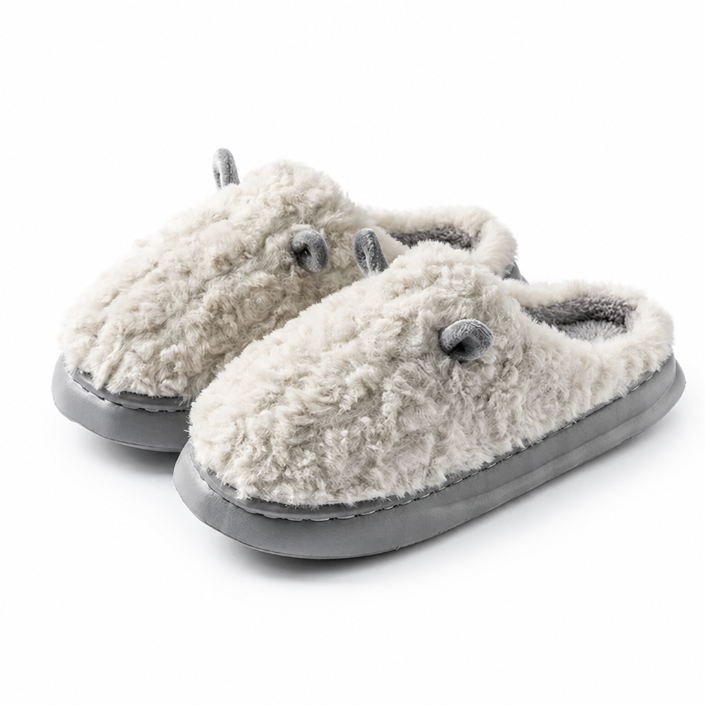Unisex Plush Slippers With Memory Foam And Non-Slip Sole