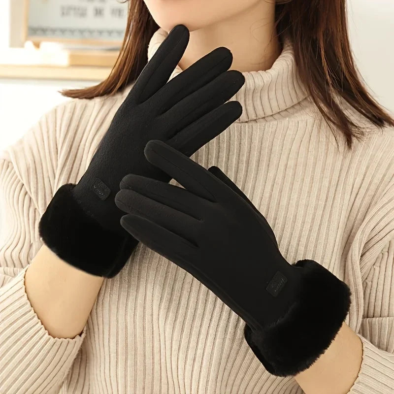 Fleece-lined winter gloves providing warmth and comfort