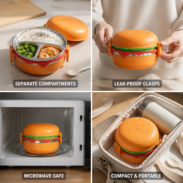Stapelbare Lunchbox | Mehrere Fächer, verschließbar | Edelstahl & mikrowellengeeignet