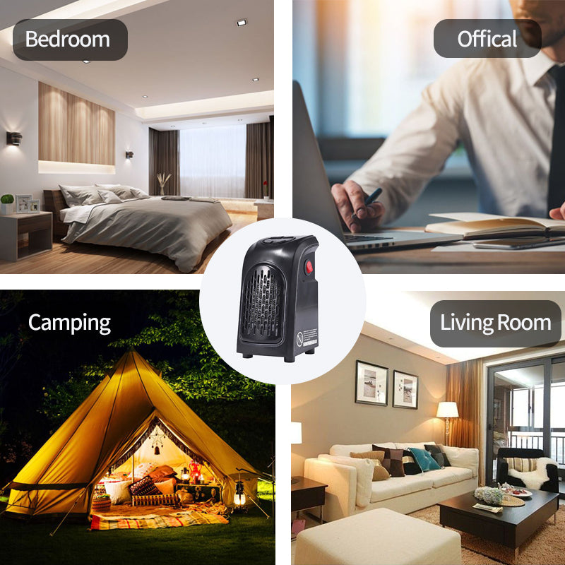 Portable electric space heater placed on a table