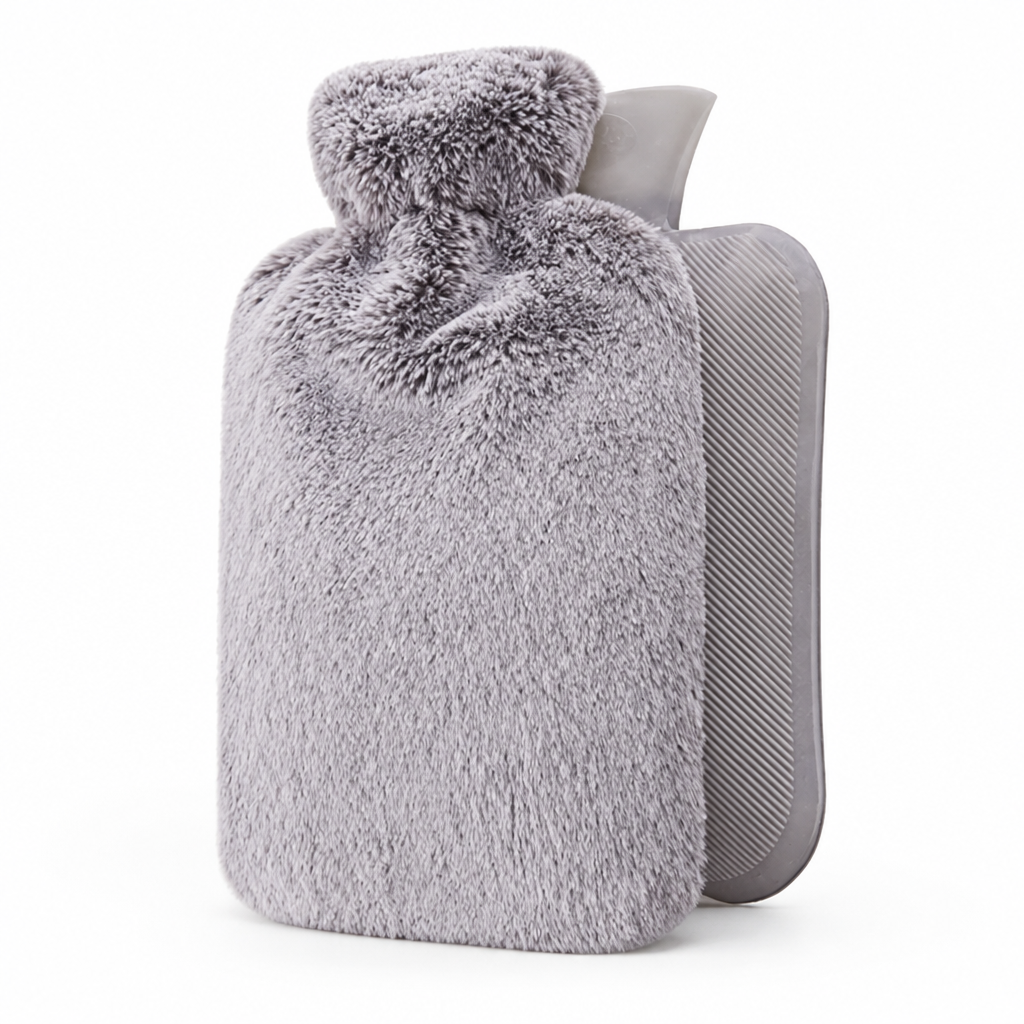 Hot Water Bottle With Plush Cover And Fleece Sleeve