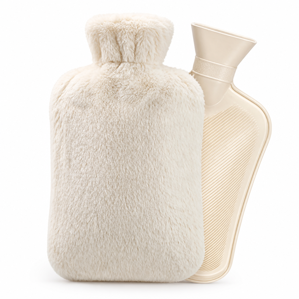 Hot Water Bottle With Plush Cover And Fleece Sleeve