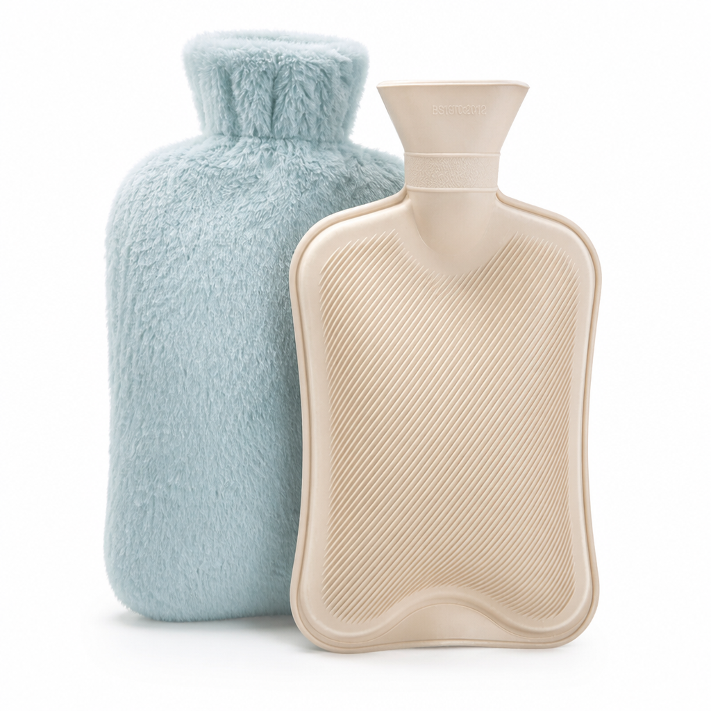 Hot Water Bottle With Plush Cover And Fleece Sleeve