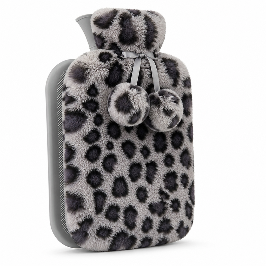 Hot Water Bottle With Plush Cover And Fleece Sleeve