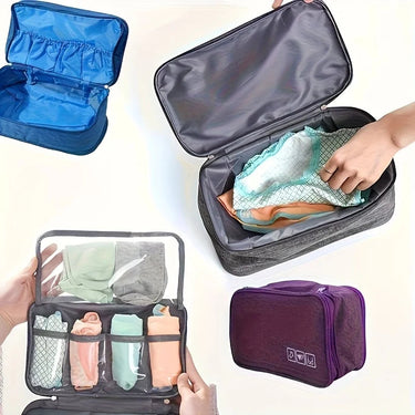 Reiseunterwäsche-Organizer | Wasserabweisend | Mehrere Fächer & Klare Tasche | 27×14,5×12 cm