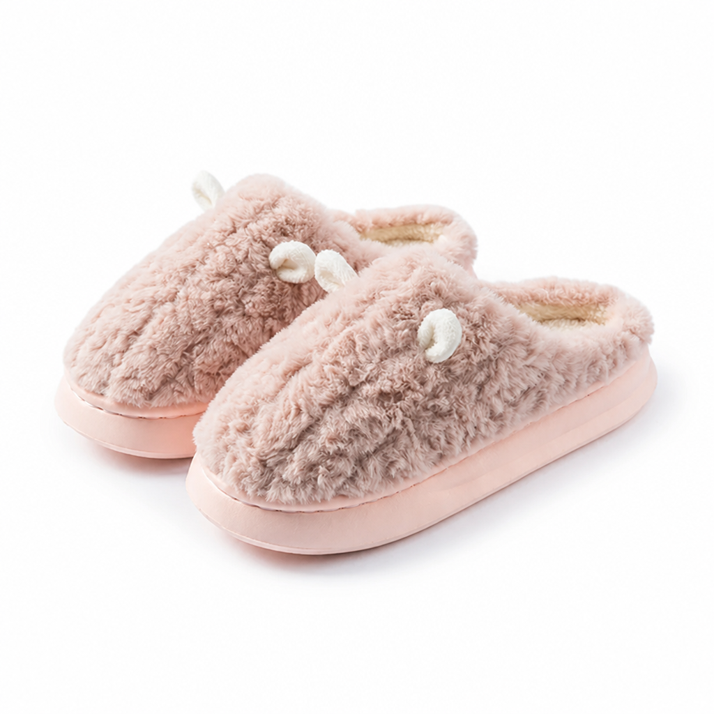 Unisex Plush Slippers With Memory Foam And Non-Slip Sole