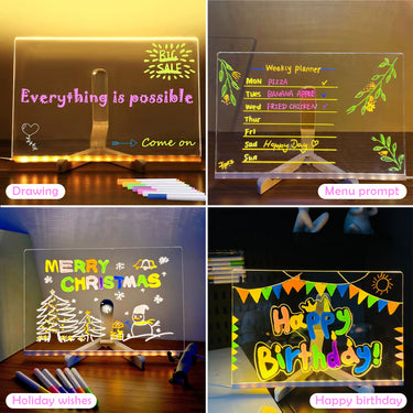 LED Note Board With Night Light Colorful 7 Pens Children‘s Drawing Board