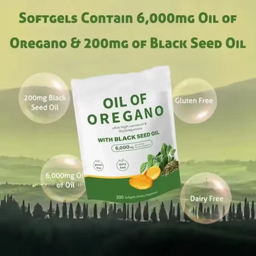 Oil Of Oregano with Black Seed Oil - Natural Antioxidants for Fitness Nutritional Support