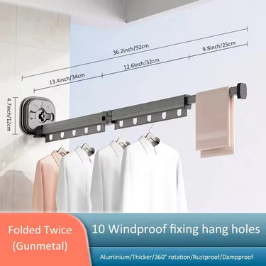 Retractable Wall-Mounted Clothes Drying Rack – Foldable Space-Saving Hanger