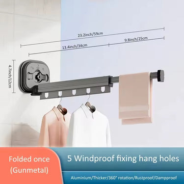 Retractable Wall-Mounted Clothes Drying Rack – Foldable Space-Saving Hanger
